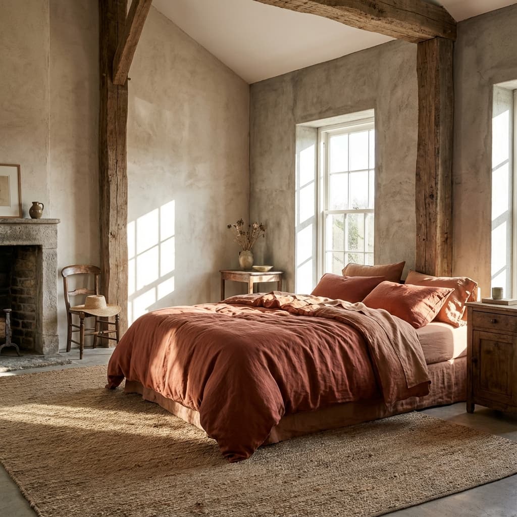 Rustic linen bedding